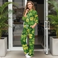 thumbnail image 3 of SCRAWLGOD St. Patrick's Day Vintage Four Leaf Clover Yellow Green Womens 2 Piece Outfits Sweatsuit Turtleneck Pullover Sweatshirt Joggers Pants Tracksuit Set Fashion Casual Matching Lounge Sets, XL, 3 of 7
