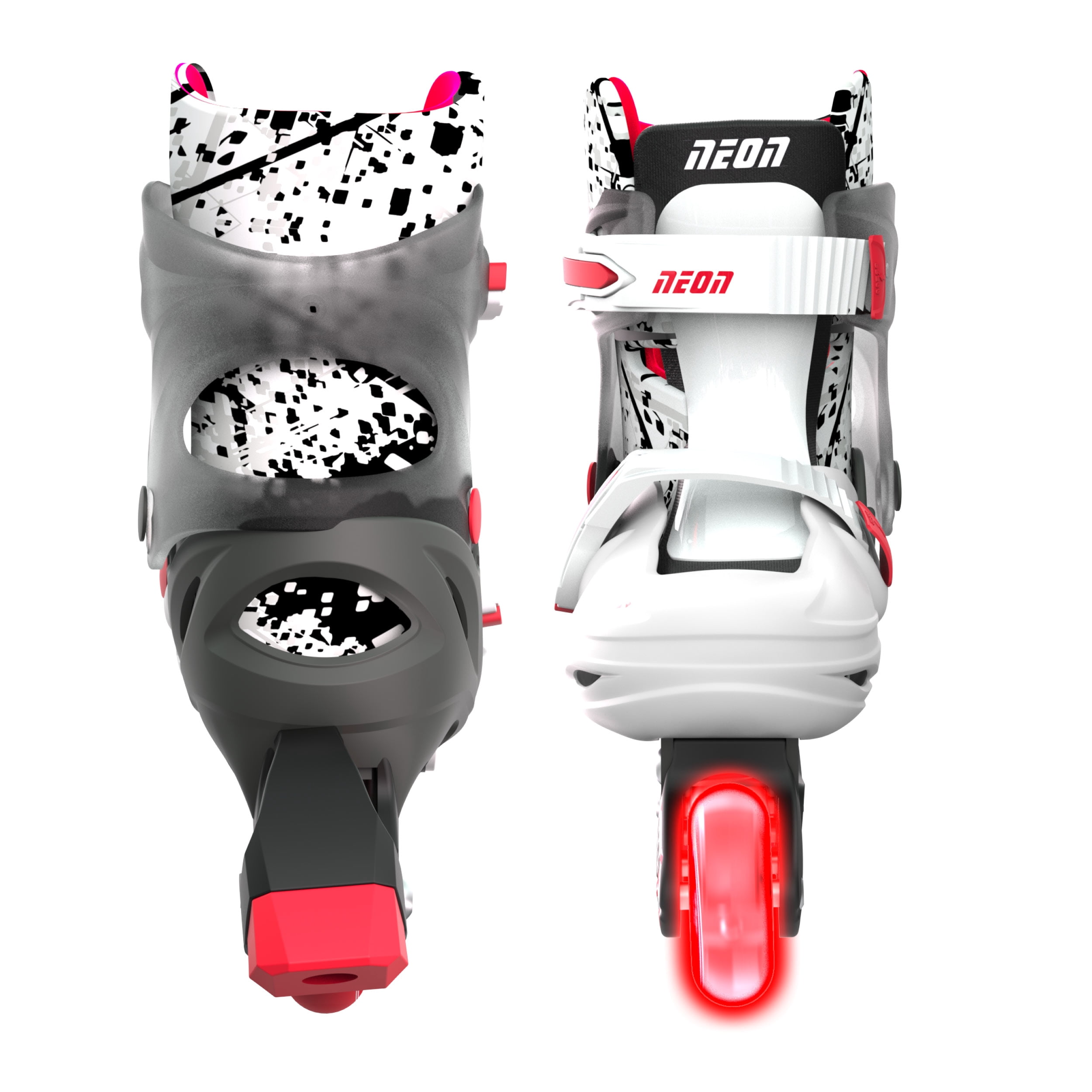 Yvolution Neon Kids Inline Skates - Boys and Girls, Size 12-2 Adjustable, One Pair, Red and Black