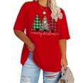 thumbnail image 4 of Plus-Size Christmas Shirts Women Merry Christmas Leopard Plaid Tree Print Shirt Holiday Tops Xmas Tee, 4 of 5