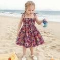 thumbnail image 2 of MIASHUI Robe Florale pour Filles Tout-Petits Robe Smockée Ligne A Robe d'Été de Plage pour Filles, Rouge, 18-24 Mois, 2 of 3