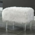 thumbnail image 5 of Furniture of America Raven I Contemporary Fabric Upholstered Ottoman in White, 5 of 7