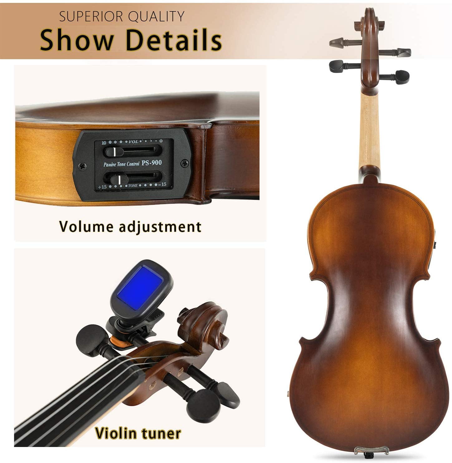 LAGRIMA 4//4 Beginner Kid Violin Handcrafted Acoustic Violin Beginner Kit Bow and Rosin Light Natural Case Tuner