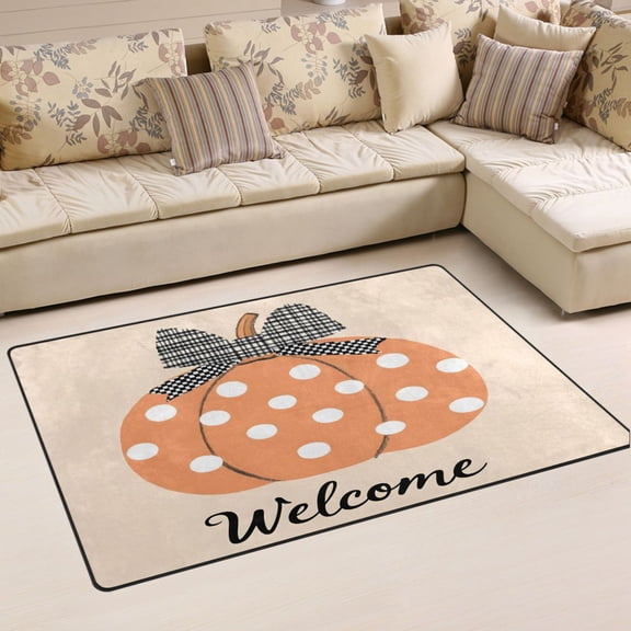 Ryvnso Pumpkinwith Polka Dots Area Floor Mat Non-Slip Carpet Soft Rugs Doormats 31" x 20"