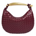 thumbnail image 1 of Bolso de mano de cuero tejido para mujer bandolera de Color sólido bolso de mano de noche, 1 of 6