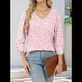 thumbnail image 4 of Blusas de 3/4 con Botones y Cuello en V para Mujer, Ropa Informal de Verano para Vacaciones de Playa, Ropa de Otoño 2025 Estampado Rosa XL, 4 of 7