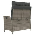 thumbnail image 3 of vidaXL Reclining Garden Bench with Cushions Grey Poly Rattan, 3 of 5