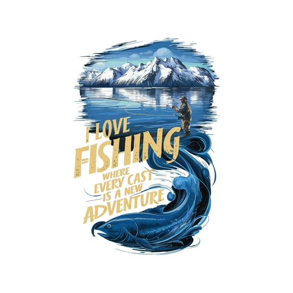 I Love Fishing Every Cast New Adventure Fishing Lovers Hook Bait Shark Cast Sports Wall Art Sticker Designs Vinyl Stickers For Home House Walls Rooms Windows Bedroom Decoration Size (20x20 inch)