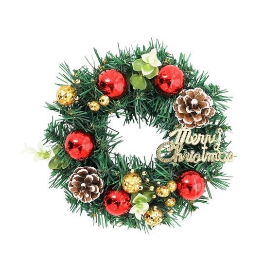 Christmas Wreath for Front Door, Red PVC Holiday Wall Hanging Decor for Indoor Outdoor Entryway Decorations(C)