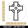 thumbnail image 2 of Celtic Cross Simple Outline Self-Inking Rubber Stamp Ink Stamper - Blue Ink - Large 1-1/2 Inch, 2 of 7