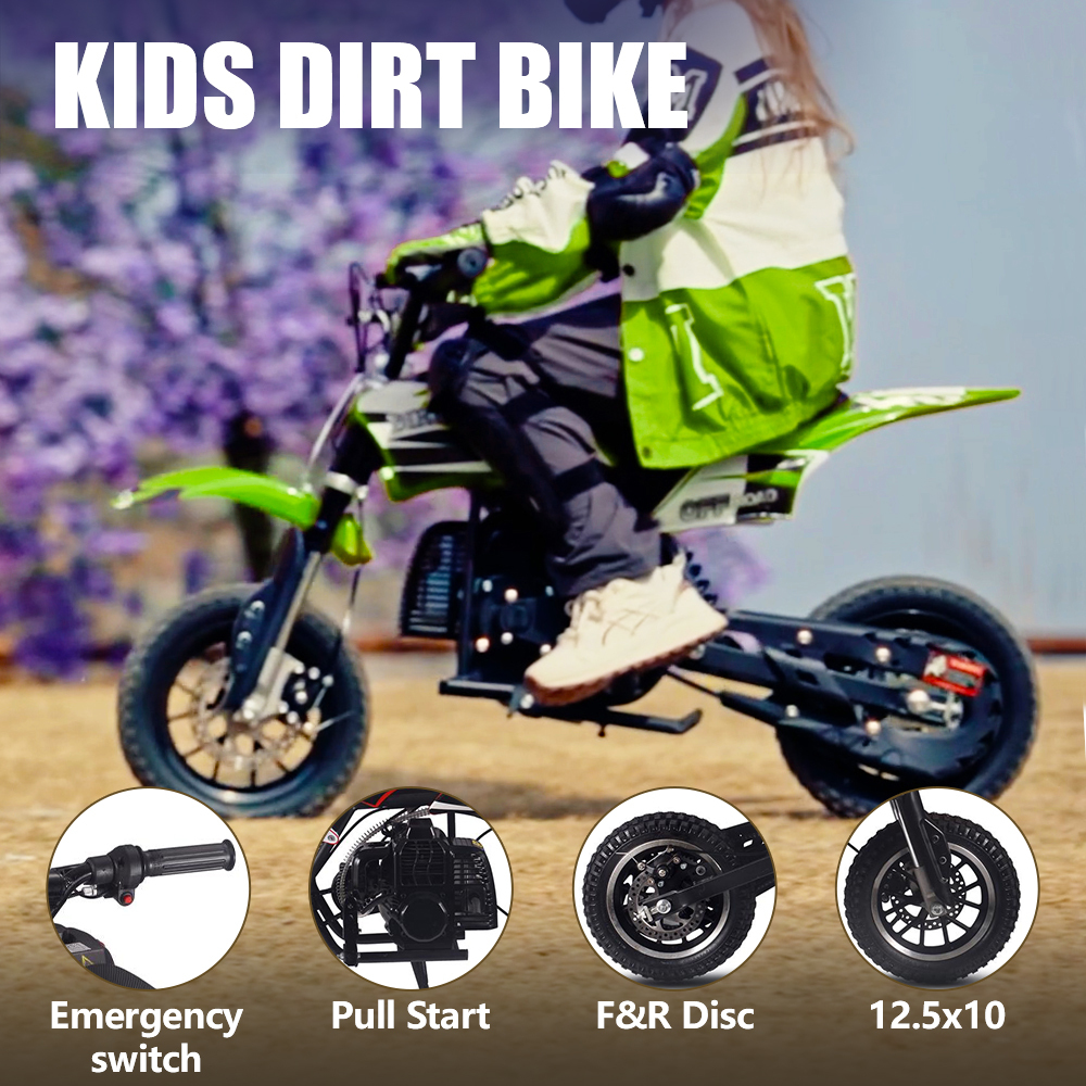 SAY YEAH Dirt Bike,50cc Mini Dirt Bike for Age 8+ with Safety Kill Switch,Top Speed 25mph,Supports up to 180lbs