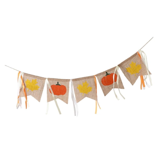 1 Pieza Pancarta Individuales Calabaza Hoja de Maple Accesorio Decorativo Perfecto Con la cinta Soledad Banner de hojas de arce de calabaza