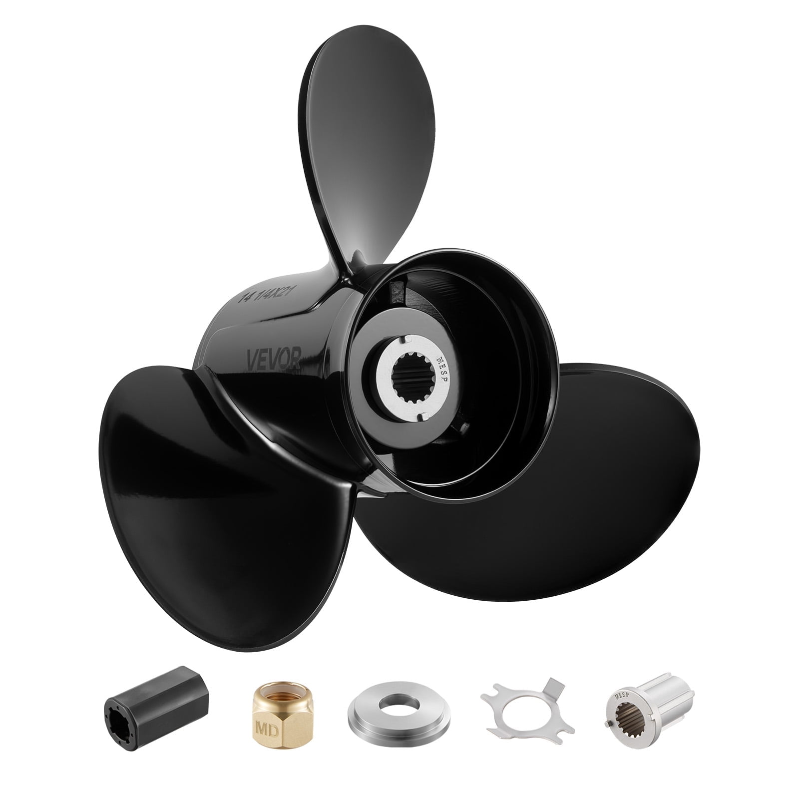 VEVOR Outboard Propeller, Upgrade OEM 15 Spline Tooth Aluminum Outboard Boat Propeller Fit Mercury/Mariner Engines 90-400 HP, 4-3/4" Gearcase, 3-Blade, RH (Right Hand Rotation), OEM No. 48-832832A45