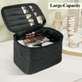 thumbnail image 2 of ZIVACATE Travel Makeup Bag with Compartments, Large Cosmetic Organizer with Brush Storage, Portable Toiletry Case for Women Men, Black, 2 of 8