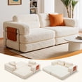 thumbnail image 5 of Pinmoco 81.5" Convertible Sofa Bed, Modular Sectional Sleeper Sofa for Living Room, Foldable Couch Bed with Pillows and Storage, No Assembly Required, Teddy Fleece Beige, 5 of 18