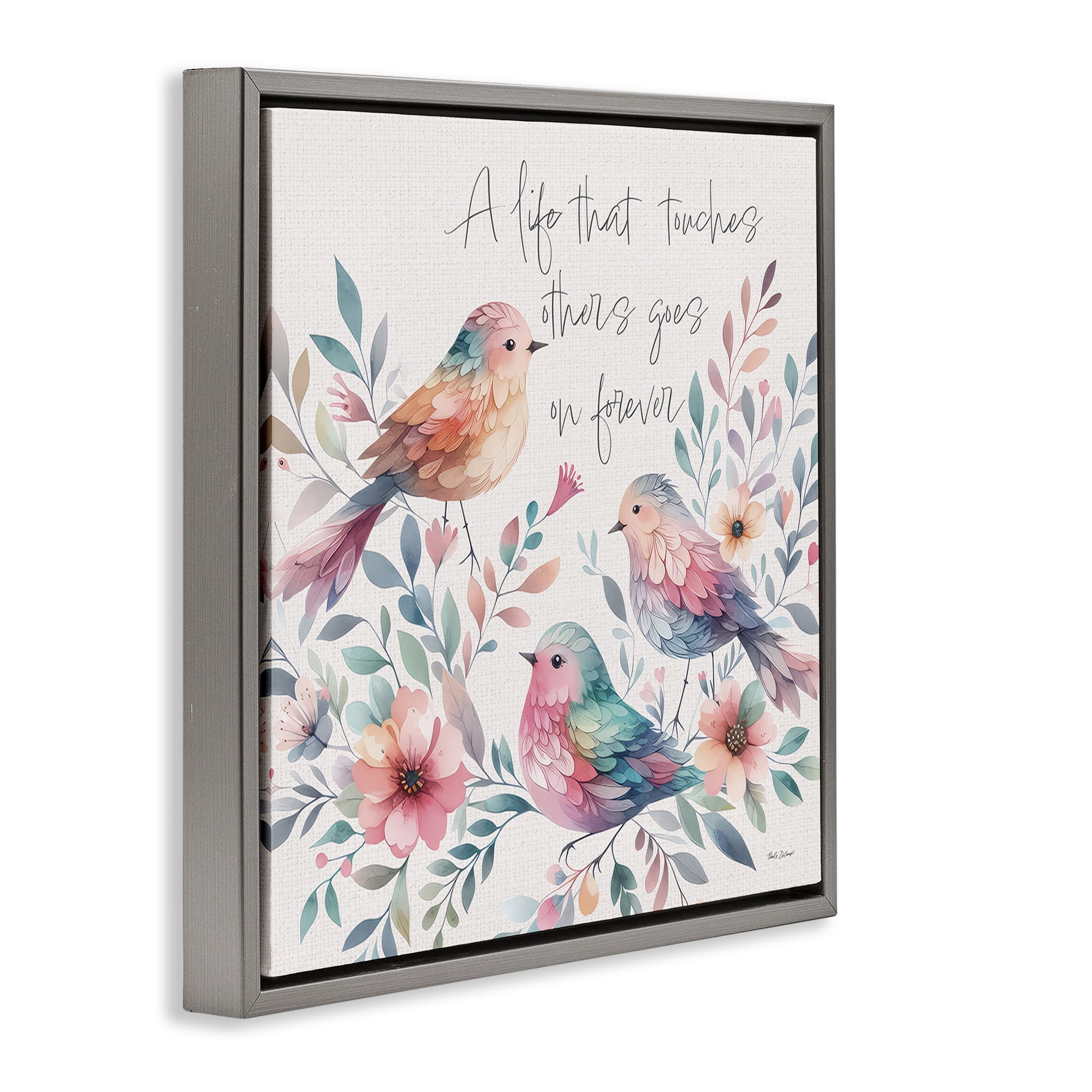 Stupell Industries Life That Touches Others Plants & Flowers Painting Gray Floater Framed Canvas Art Print Wall Art, 25 x 25