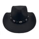 thumbnail image 2 of Sombrero occidental para mujer y hombre, sombrero fedora, ala ancha con correa de cuero, 2 of 6