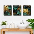 thumbnail image 5 of Tropical Leaf Wall Art Green and Gold Wall Decor for Living Room Bathroom Emerald Green Plant Decor Gold Leaves Canvas Pictures Boho Botanical Paintings Modern Artwork Home Decorations 12x16, 5 of 6