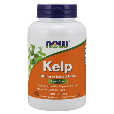 NOW Supplements, Kelp 150 mcg of Natural Iodine, Easier to Swallow Tablet, Super Green, 200 Tablets