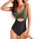 thumbnail image 1 of Traje de Baño de una Pieza para Mujer con Control de Abdomen, Corte Alto, Espalda Cruzada y Lazo. Verde y Negro L, 1 of 8