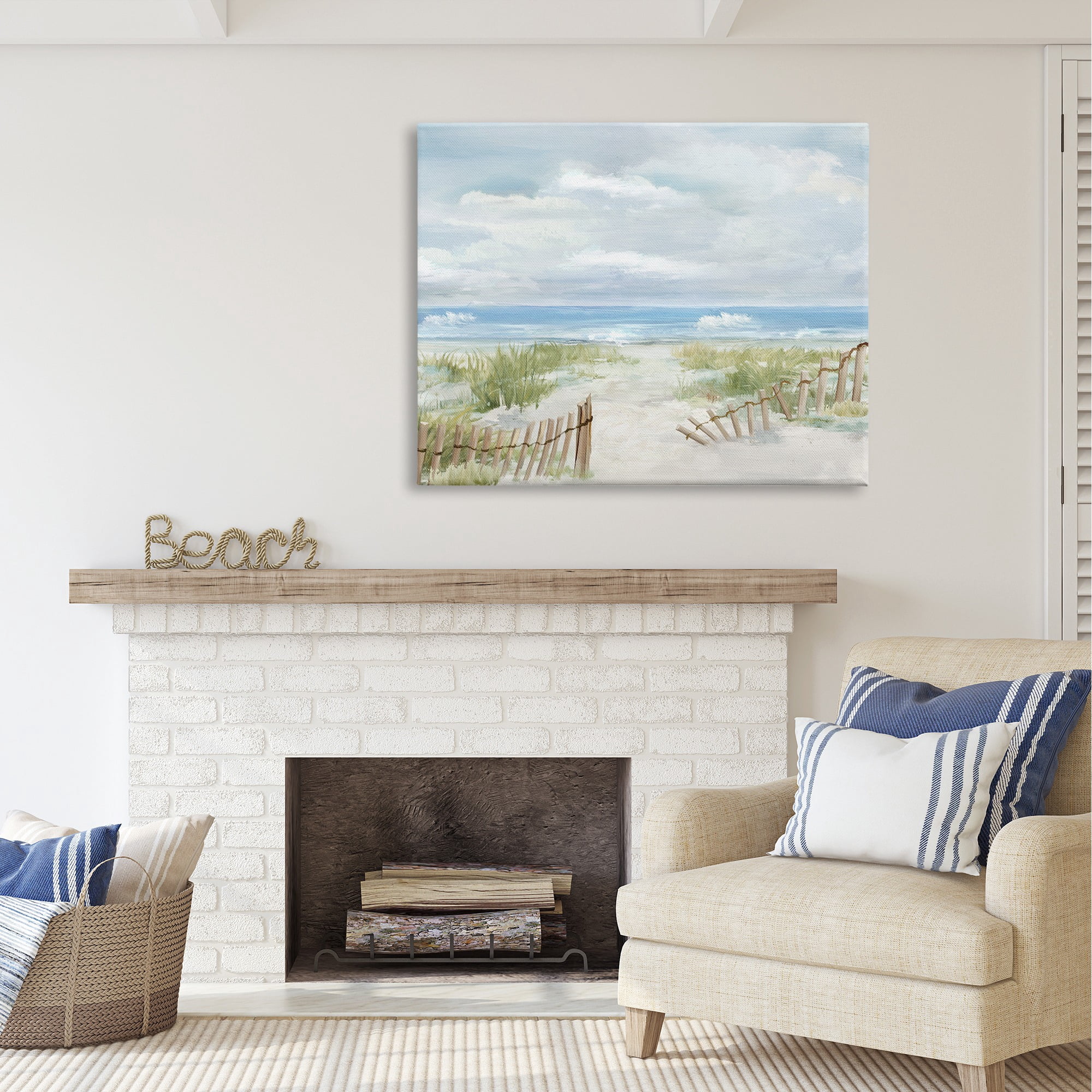 Stupell Industries On The Island Landscape Landscape Painting Gallery Wrapped Canvas Art Print Wall Art, 48 x 36