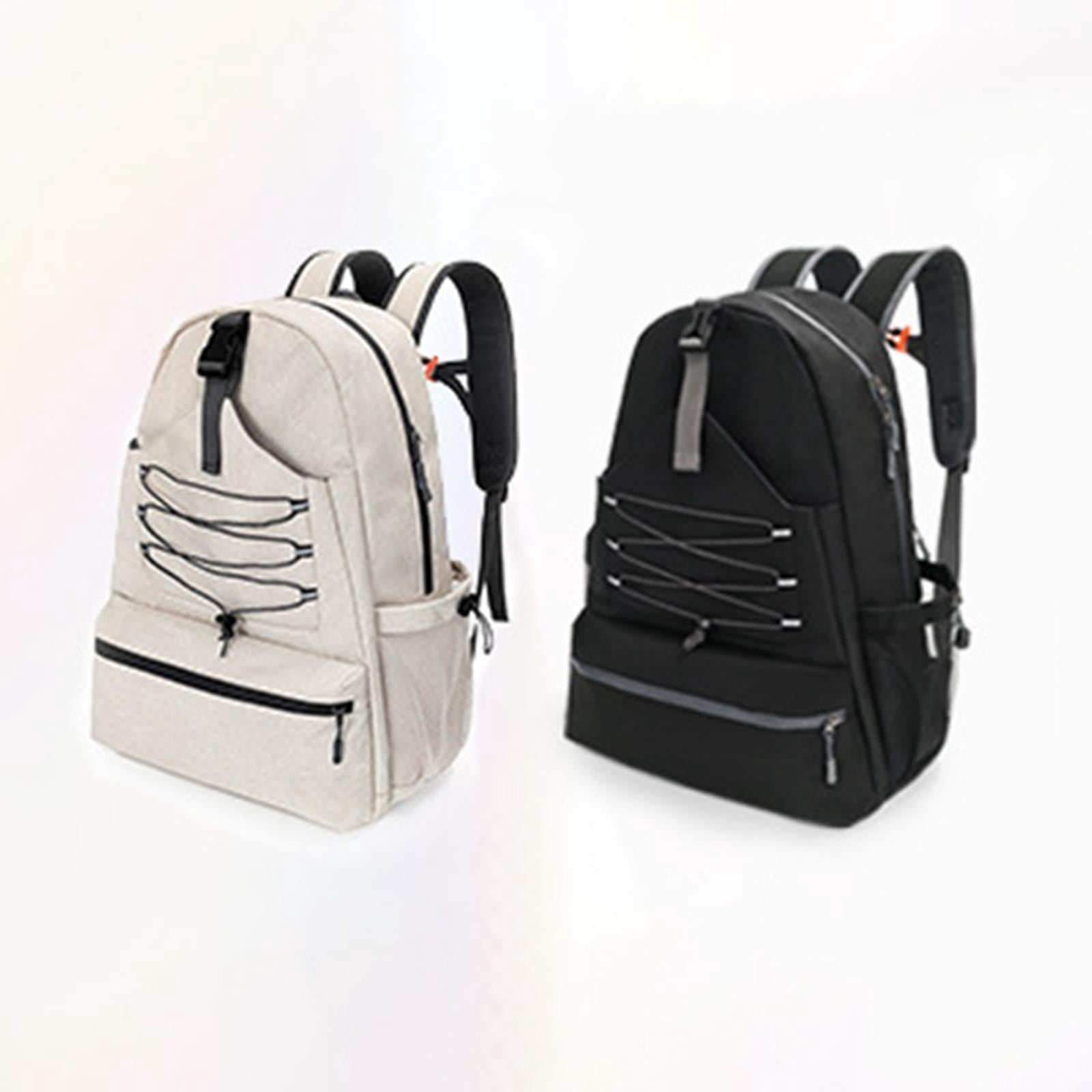 QccHieUs Large Tennis Bag Badminton Racket Bag Backpack Secure Reflective Strips Portable Black