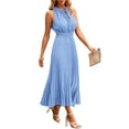 thumbnail image 1 of Vestido PRETTYGARDEN sin mangas con volantes y cuello en V, estampado Swiss Dot, talla XL, 1 of 8