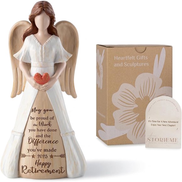 Storieme Cadeaux de Retraite pour Femmes 2025: Meilleurs Cadeaux de Retraite Heureux pour Femme Collègue Enseignante Infirmières Médecins Amies, Figurine Ange Retraité 7,3 Pouces Décorations de Fête
