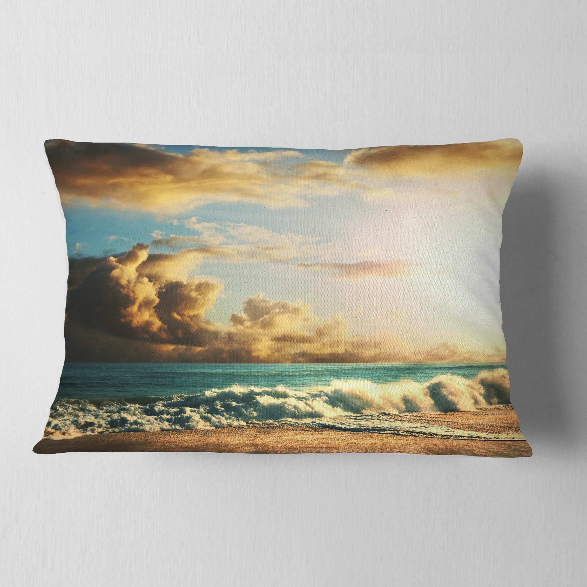Designart 12" x 20" Green Polyester Throw Pillow