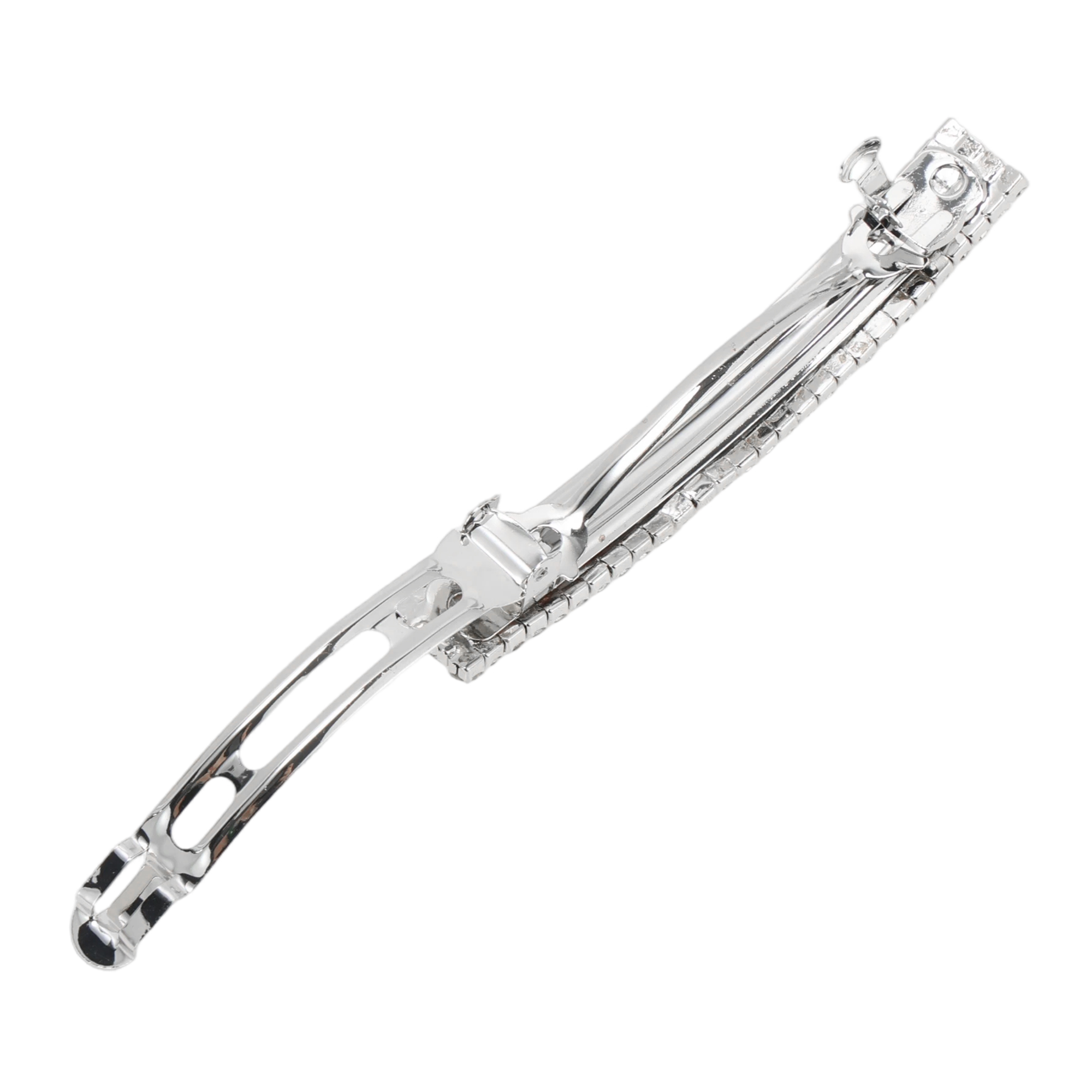 Unique Bargains Grace Crystal Spring Clip Hairpin 4-Row Hair Barrettes Silver Tone