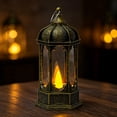 thumbnail image 2 of Hexagonal LED Electronic Candle Light with Black Metal Frame Vintage Indoor Patio Hanging Ambient Decor Lamp, 2 of 5