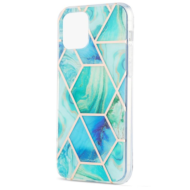KAIYANG Funda para teléfono móvil de TPU con galvanoplastia de mármol con acabado IMD de 2,0 mm para iPhone 13 de 6,1 pulgadas, estilo D, iPhone 13 de 6,1 pulgadas, color verde