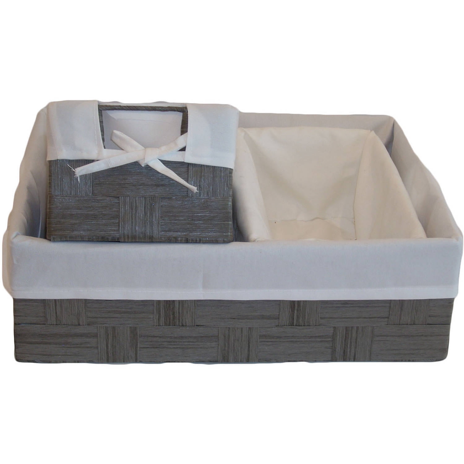 Lined Storage Baskets, Grey, Set of 6