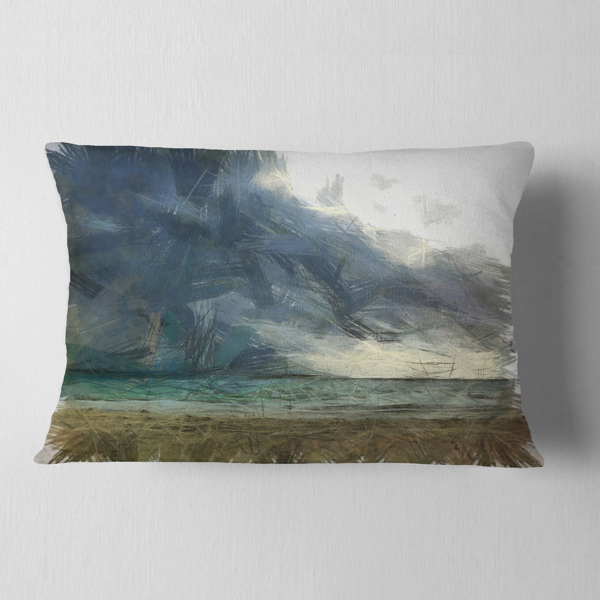 Designart Sea before Storm Watercolor - Landscape Printed Throw Pillow - 12x20
