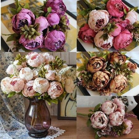 Best Artificial Silk Peony Flowers Home Wedding Party Bridal Hydrangea Bouquet (Best Flowers For Shady Areas)