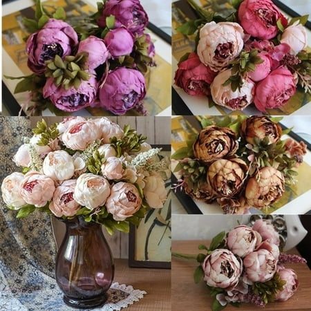 Best Artificial Silk Peony Flowers Home Wedding Party Bridal Hydrangea Bouquet (Best Flowers For A Girl)