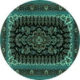 thumbnail image 1 of Ahgly Company Machine Washable Indoor Round Persian Turquoise Blue Traditional Area Rugs, 6' Round, 1 of 4