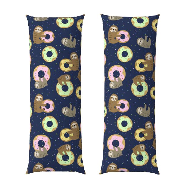 Balery Sloth with Donuts Funda Protectora para Almohada Corporal de Algodón Hipoalergénico con Cierre(55 x 21 pulgadas), Almohadas No Incluidas