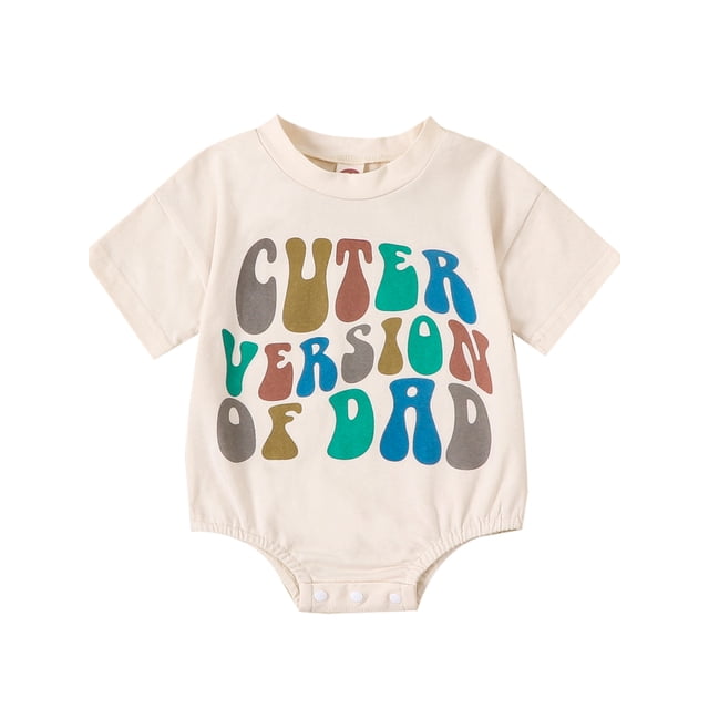 SUNSIOM Barboteuse d'Été pour Bébé, Imprimé de Lettres, Col Rond, Manches Courtes, Justaucorps pour Garçons et Filles