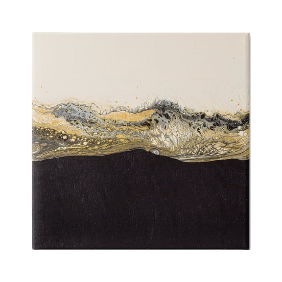 Stupell Industries Glam & Black Splash Abstract Painting Gallery Wrapped Canvas Print Wall Art, 36 x 36