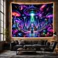 thumbnail image 6 of Alien Space Foreground with Humanoid Smooth Head Wearing, Mystical Fantasy for Space Lovers, Galaxy Room Decor, Graduation Gift, Tapestry Wall Hanging for Bedroom and Dorm, 6 of 7
