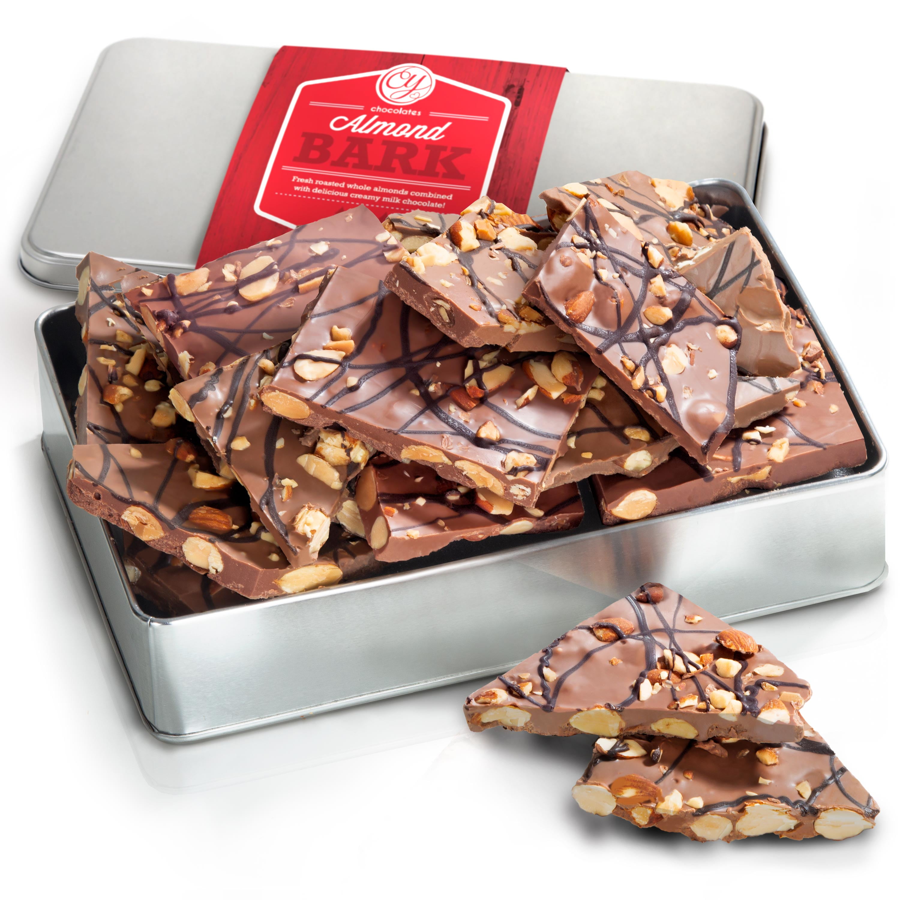 Golden State Fruit Milk Chocolate Almond Bark Drizzled in Dark and