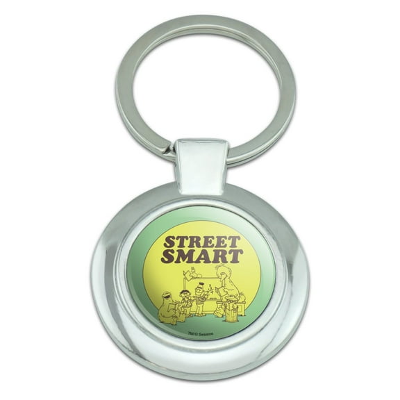 Sesame Street Smart Keychain Classy Round Chrome Plated Metal