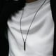 thumbnail image 2 of Collar con colgante rectangular clásico para hombre, cadena cubana de acero inoxidable, color negro, regalo de joyería, 2 of 4