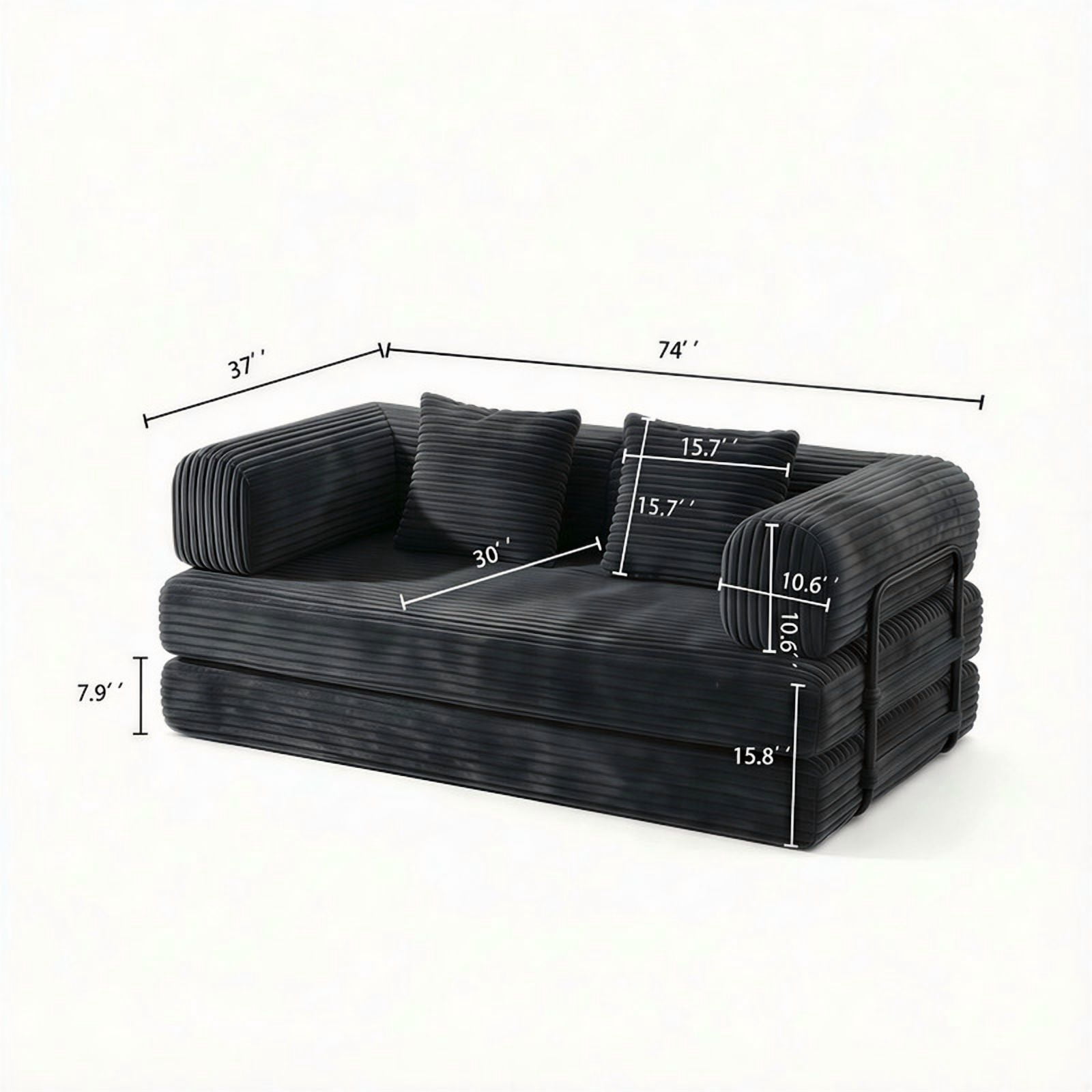 Compression Folding Boneless Sofa, Convertible Floor Sleeper Sofa, Futon Couch Bed, Modular Foam Frame Loveseat