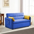 thumbnail image 3 of Unbranded Pull-out sofa with two pillows 54" blue velvet sofa Baby Blue, 3 of 5