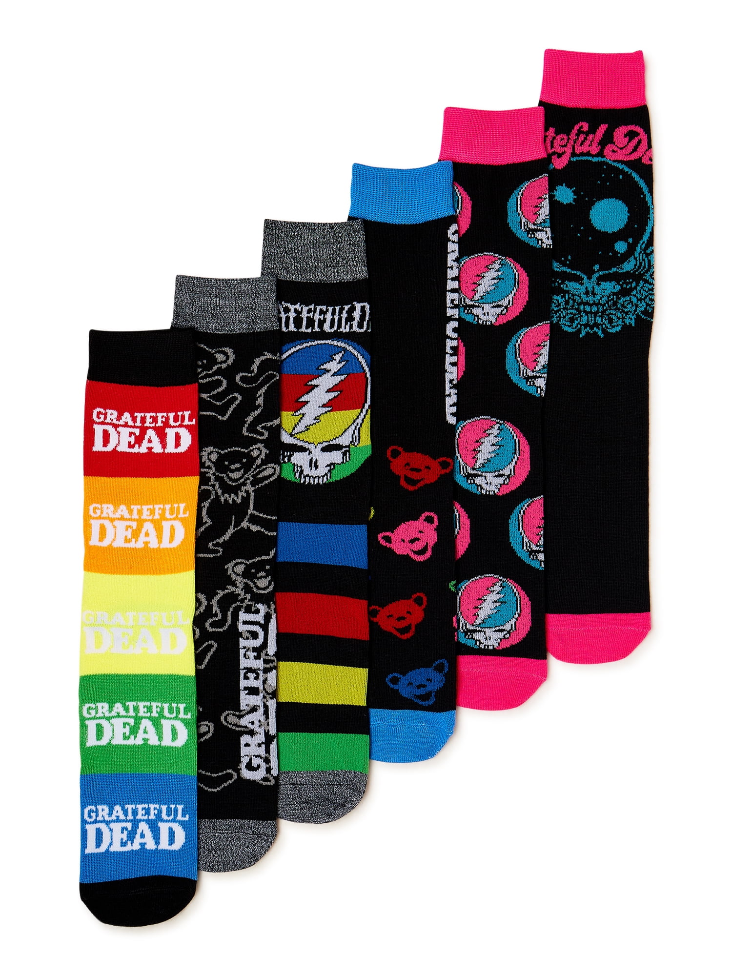 Grateful Dead Men's Crew Socks, 6-Pack