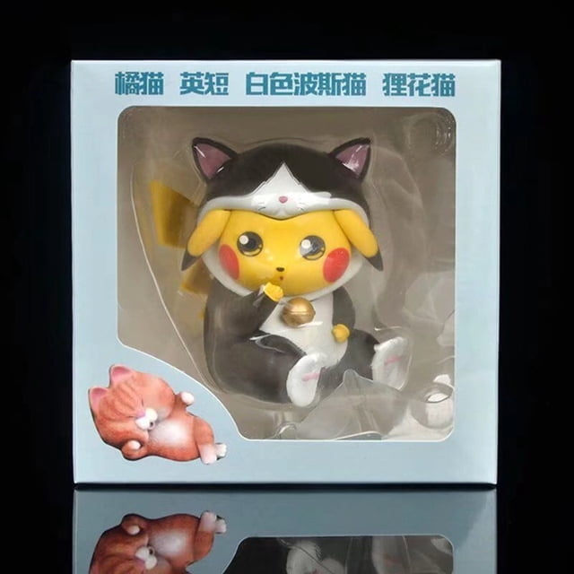 Anime q-figura de gato de PVC modelo 8 cm dibujos animados Pikachu lindo gato persa jengibre gatito británico pantalones cortos figuras de acción de juguete estatua zhangyuxiang LED