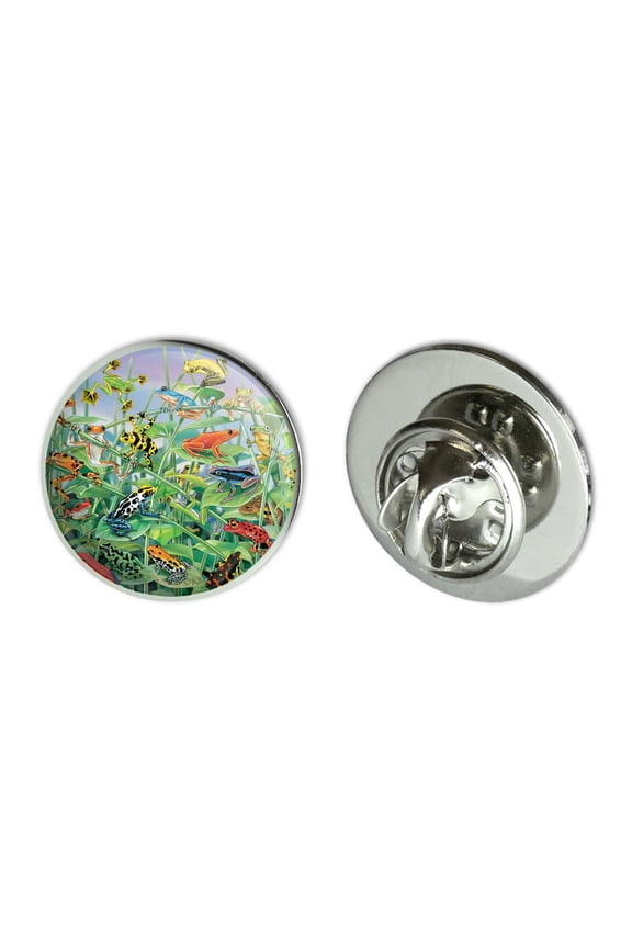 Colorful Rainforest Tree Frogs Just Hanging Around Metal 0.75" Lapel Hat Pin Tie Tack Pinback