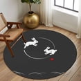 thumbnail image 2 of Round Rugs 8Ft, Black Modern Round Area Rug Washable Indoor Throw Carpet, Farmhouse Rabbit Abstract Art Large Non Slip Circle Rug for Kids Room RV Home Decor Aesthetic, 2 of 8