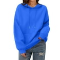 thumbnail image 3 of Women's Fashion Oversized Drop Shoulder Long Sleeve Sweatshirt Solid Color Hooded Sweatshirt for Casual Wear,Royal Blue,XS, 3 of 6